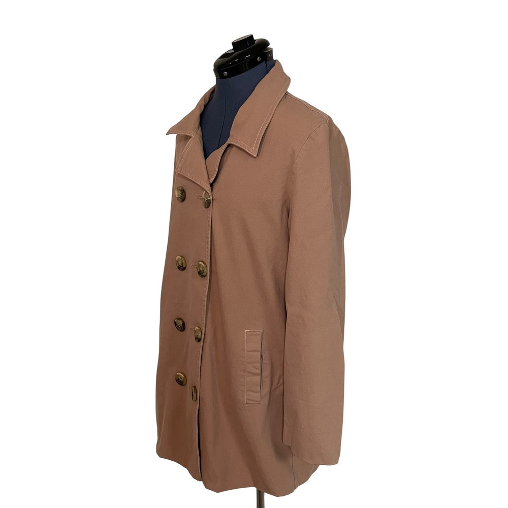 Sundance Womens Fielding Double Breasted Pea Coat Tan Boho Chic Academia Work L - Picture 9 of 14